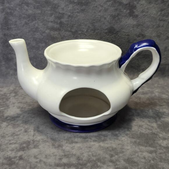 Blue & White Floral Design Teapot Votive Candle Wax Warmer Home Decor Fragrance - Picture 3 of 10